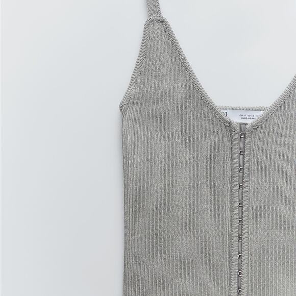 ZARA Sleeveless Ribbed Knit Corset Top Size M in Gray NWT - Picture 6 of 13